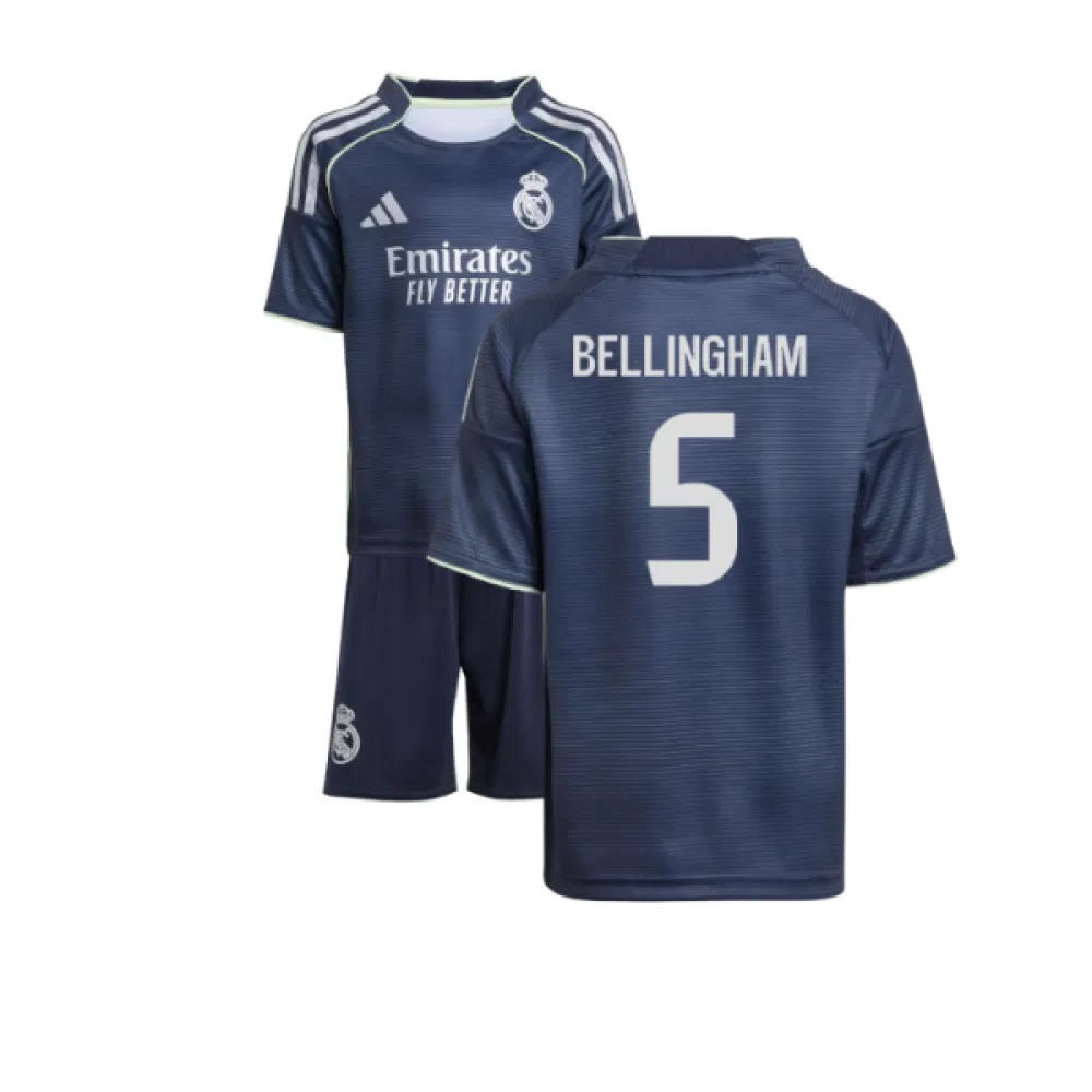 Real Madrid Jude Bellingham 5 Kids Away Soccer Jersey 2025-2026