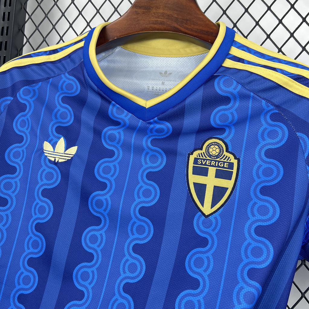 Sweden Hugo Larsson 20 Away Soccer Jersey World Cup 2026