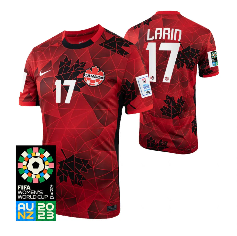 Canada Cyle Larin 17 Home Soccer Jersey World Cup 2023