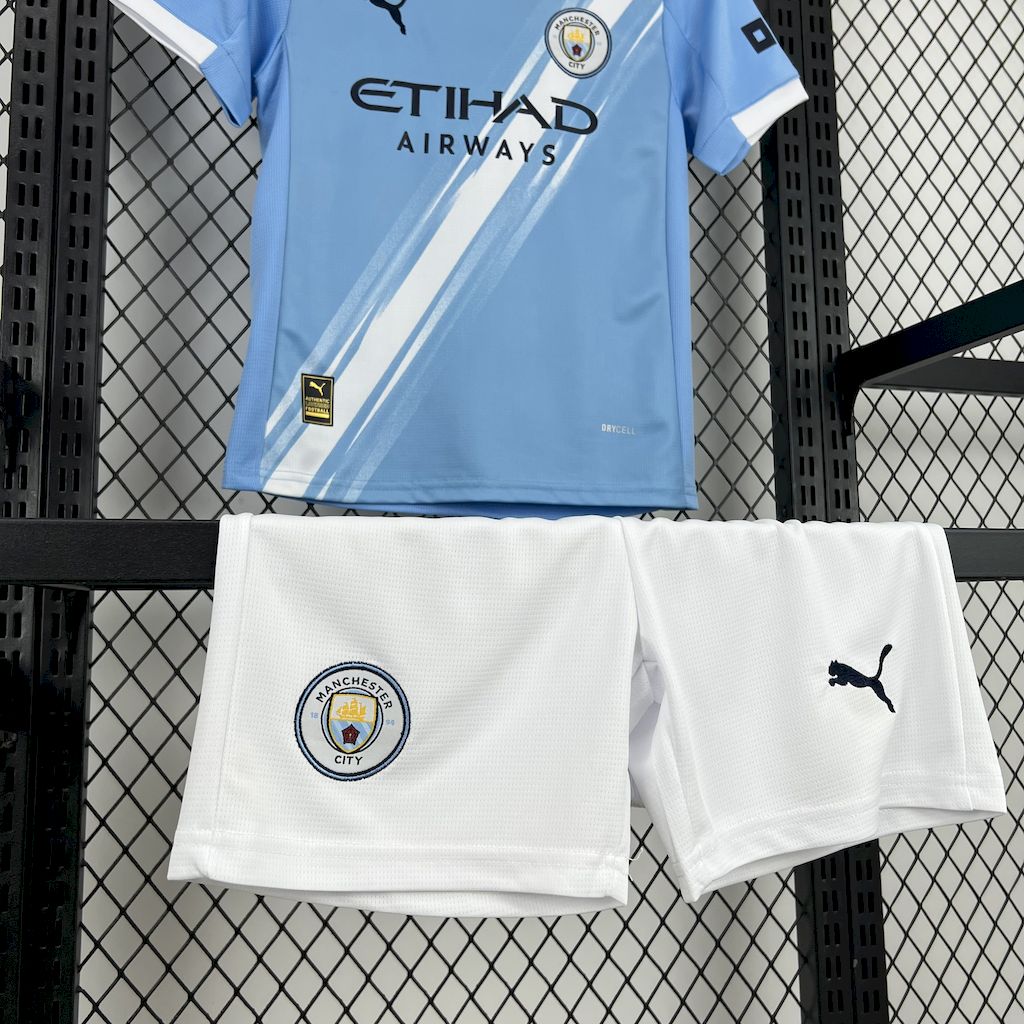 Manchester City Erling Haaland 9 Kids Home Soccer Jersey 2025-2026