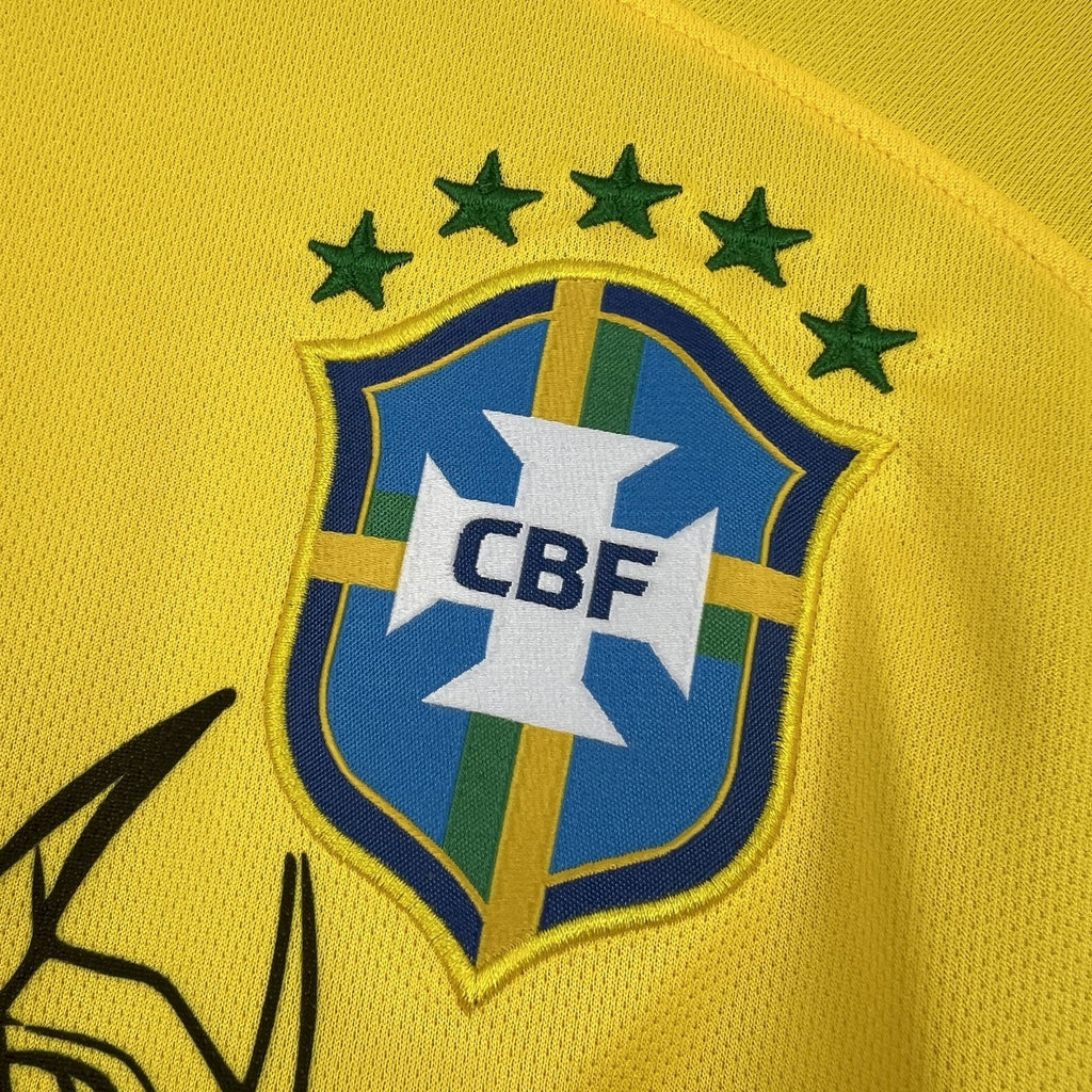 Brazil X Cristo Redentor Cross Special Edition Soccer Jersey 2025-2026 - Gelb