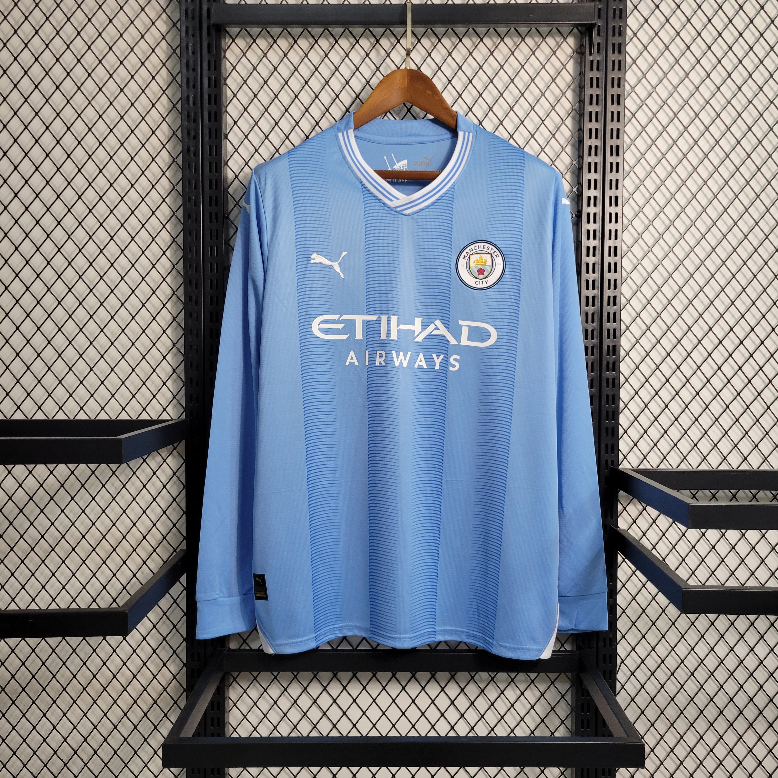 Man City Kevin De Bruyne 17 Long Sleeve Home Soccer Jersey 2023/24
