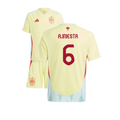 Spain Andrés Iniesta 6 Kids Away Soccer Jersey Euro 2024