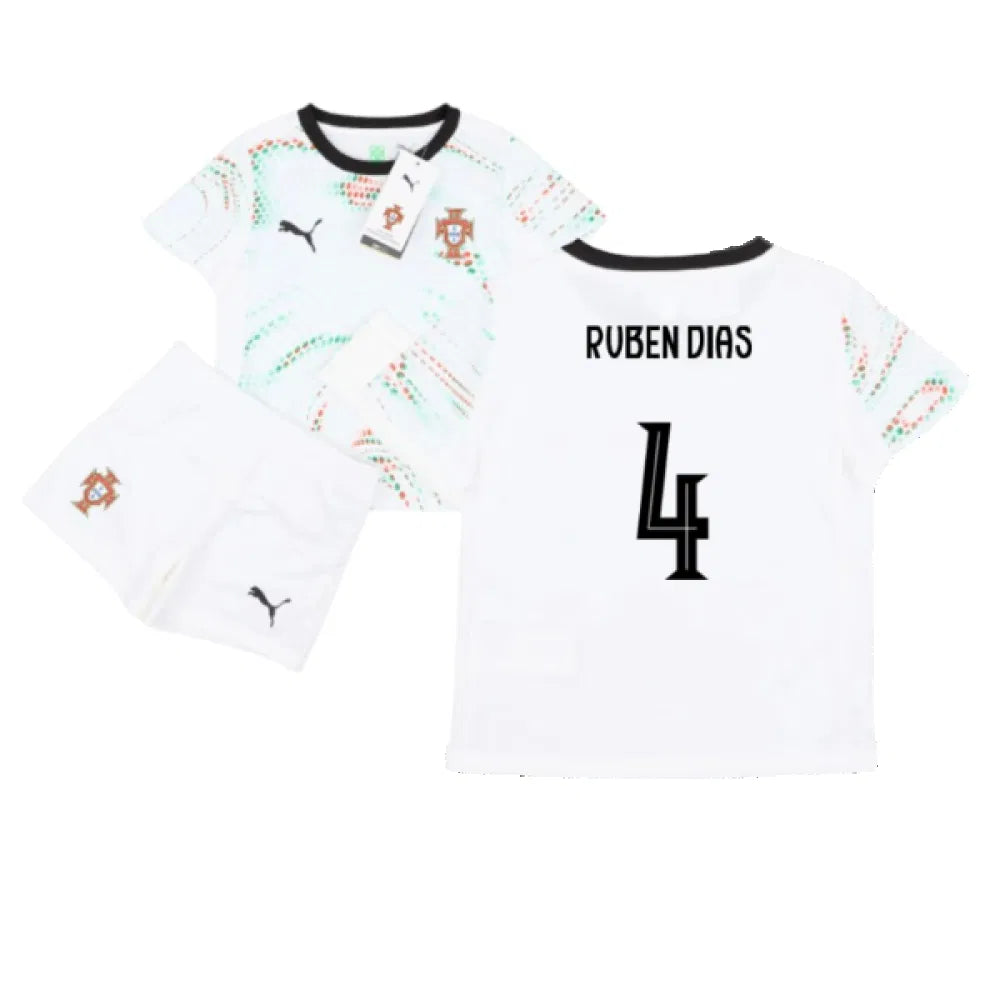 Portugal Ruben Dias 4 Away Soccer Jersey Kids Kit 2025-2026