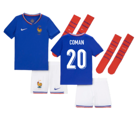 France Kingsley Coman 20 Kids Home Soccer Jersey Euro 2024