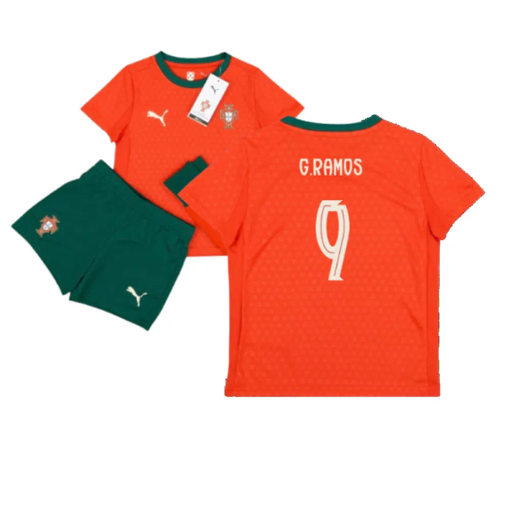 Portugal Gonçalo Ramos 9 Home Soccer Jersey Kids Kit 2025-2026