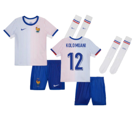France Randal Kolo Muani 12 Kids Away Soccer Jersey Euro 2024