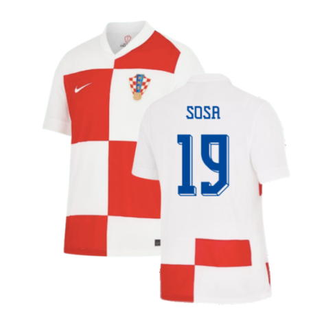 Croatia Borna Sosa 19 Home Soccer Jersey Euro 2024
