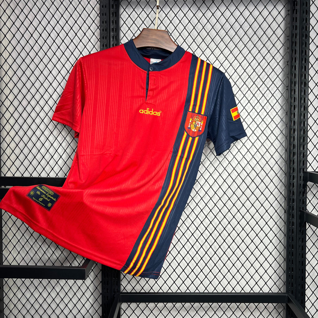 Spain Retro Home Soccer Jersey Euro Cup 1996