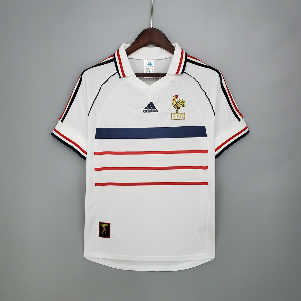 France Zinedine Zidane 10 Away Retro Soccer Jersey World Cup 1998