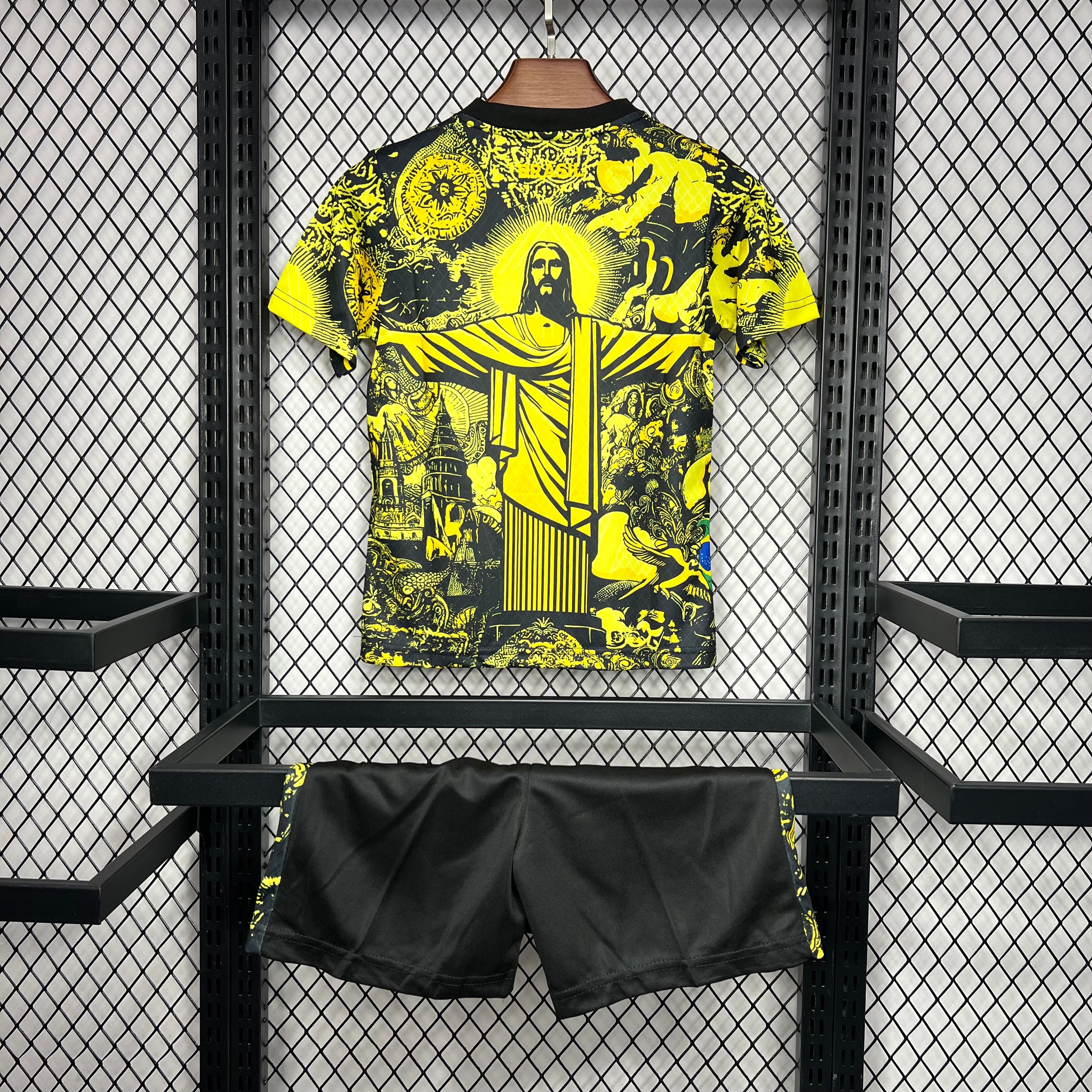 Brazil x Jesus Christ Special Edition Soccer Jersey Kids Soccer Jersey Mini Kit 2024/25 - Yellow