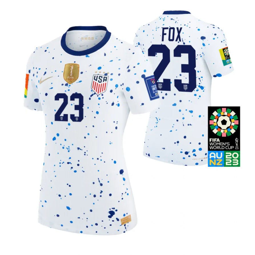 USA Women's Emily Fox 23 Home Soccer Jersey World Cup 2023