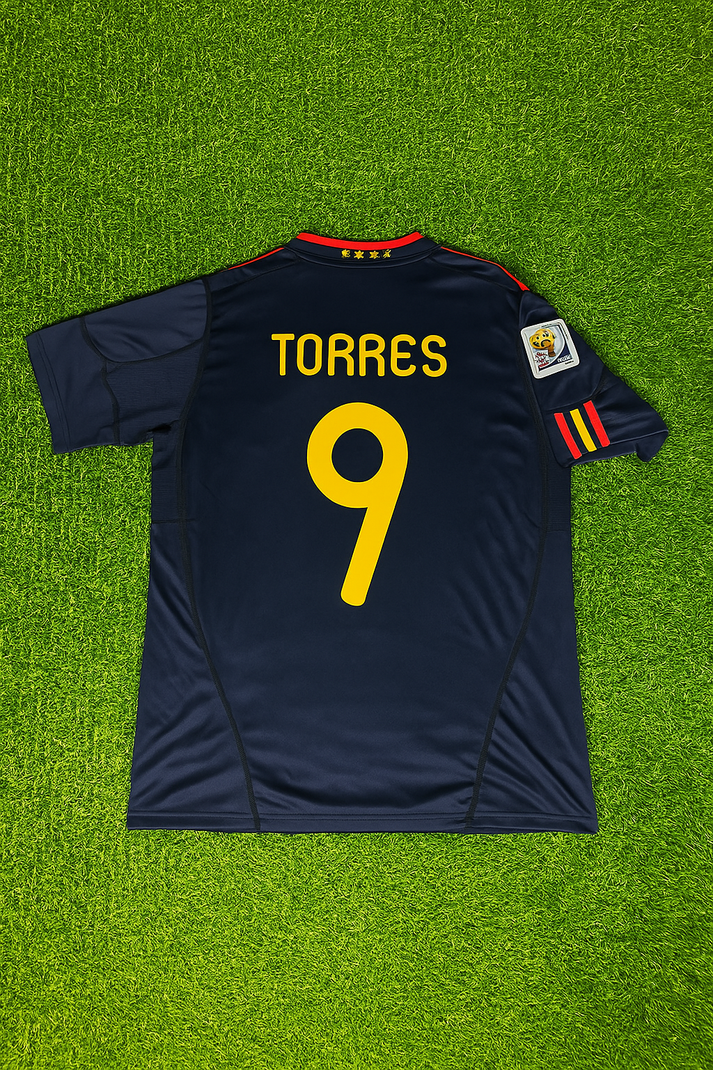 Spain Fernando Torres 9 Retro Away Soccer Jersey World Cup 2010