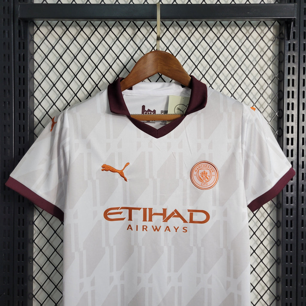 Man City Erling Haaland 9 Kids Away Soccer Jersey 2023/24