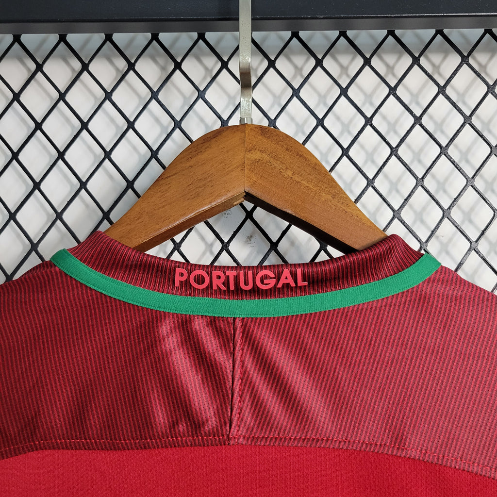 Portugal Retro Long Sleeve Home Soccer Jersey UEFA Euro 2016