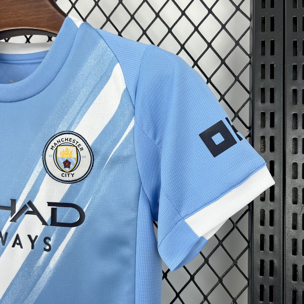 Manchester City Erling Haaland 9 Kids Home Soccer Jersey 2025-2026