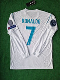 Real Madrid Cristiano Ronaldo 7 Retro Long Sleeve Home Soccer Jersey 2017-2018