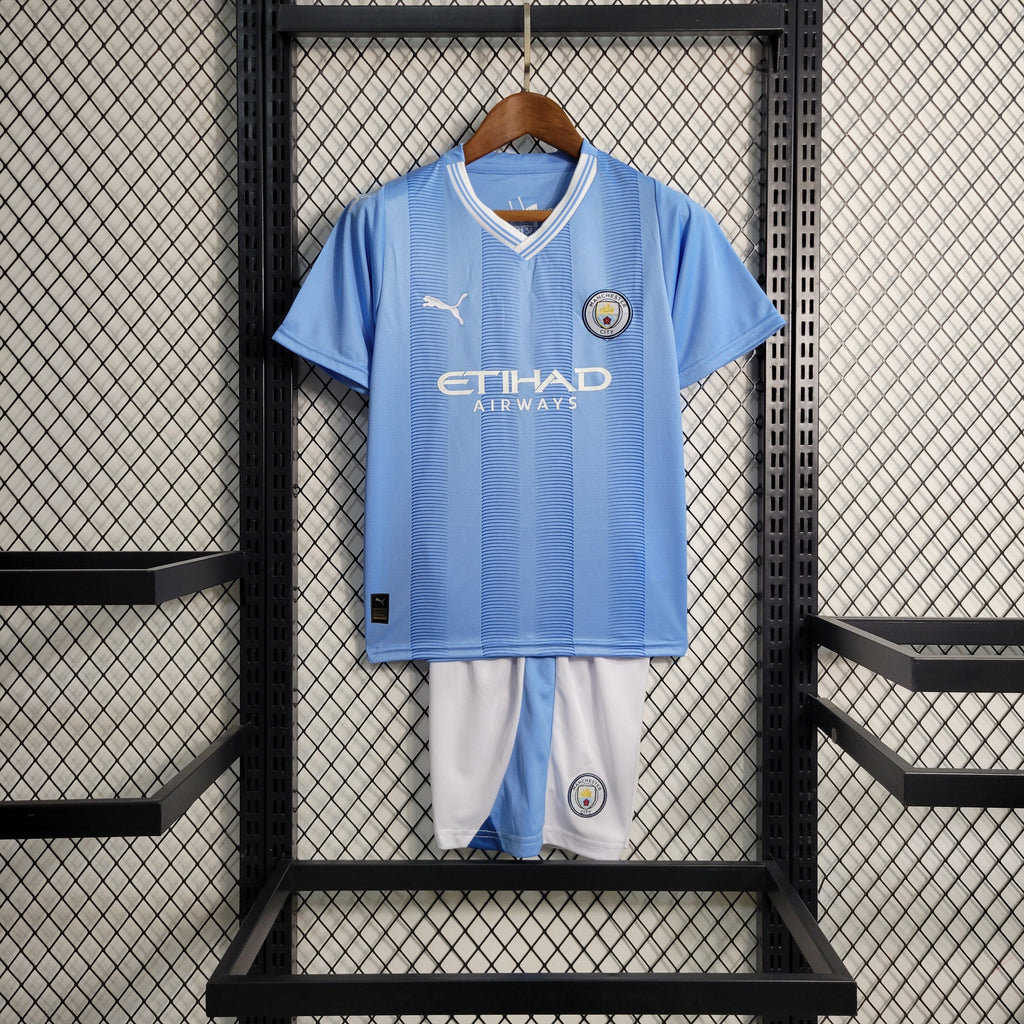 Man City Kevin De Bruyne 17 Kids Home Soccer Jersey 2023/24