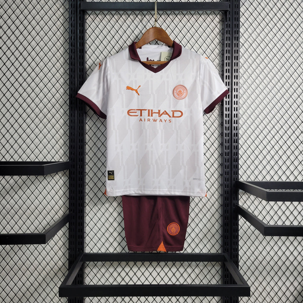 Man City Erling Haaland 9 Kids Away Soccer Jersey 2023/24