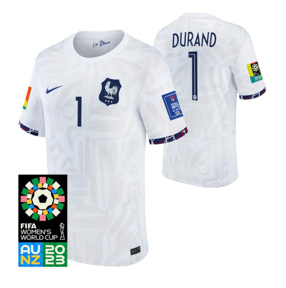 France Solene Durand 1 Men's Away Soccer Jersey World Cup 2023