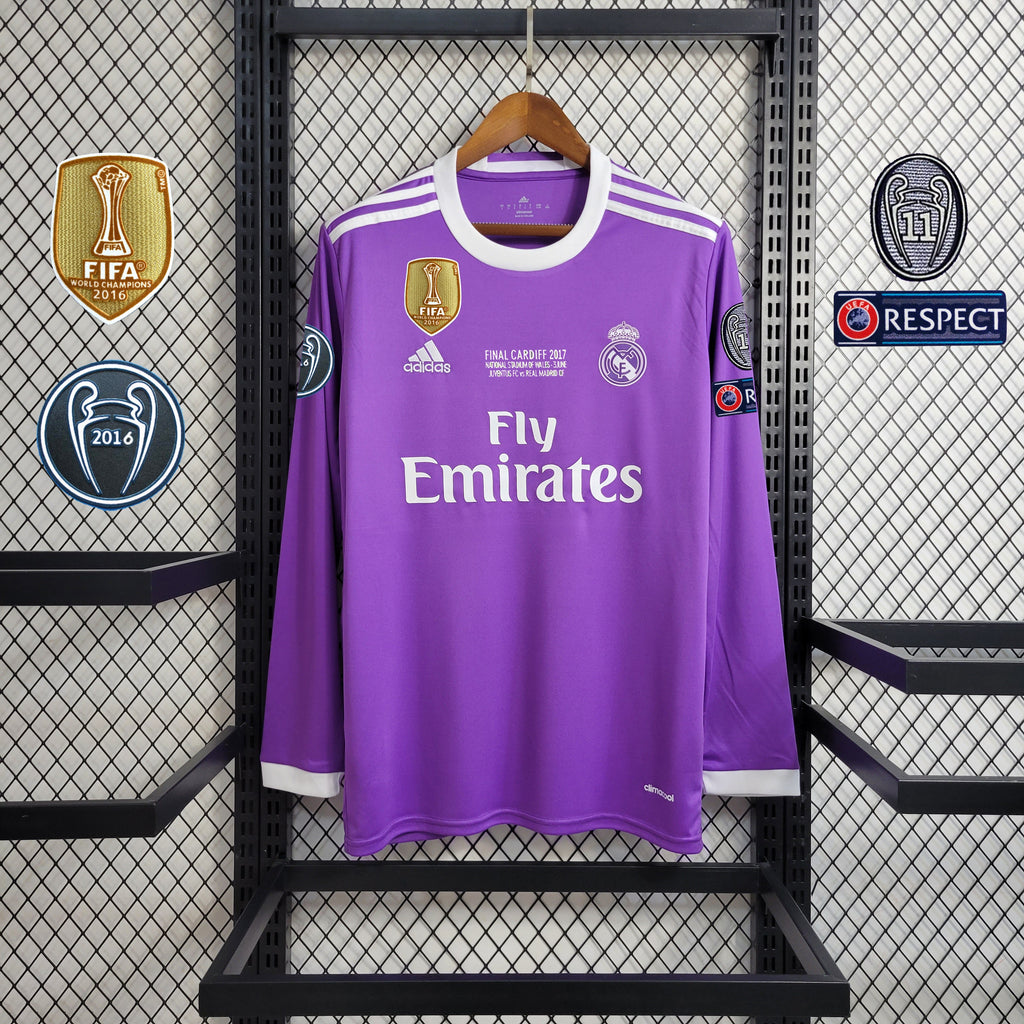 Real Madrid Cristiano Ronaldo 7 Retro Long Sleeve Away Soccer Jersey 2016-2017