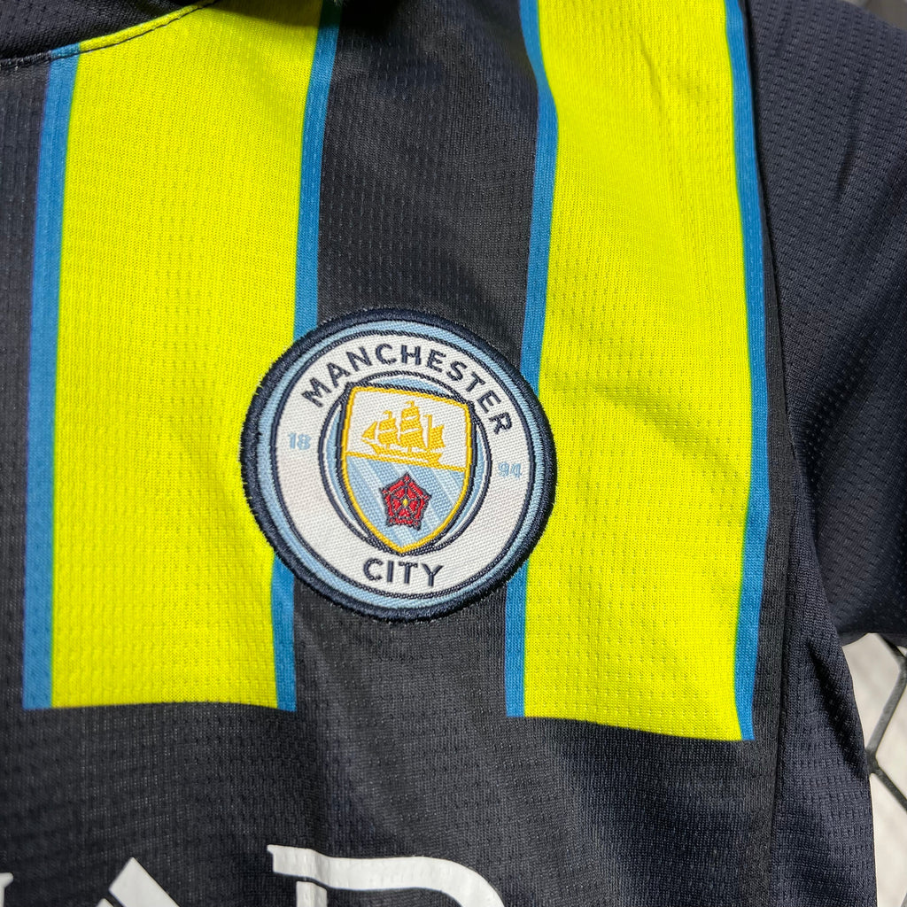 Man City Erling Haaland 9 Kids Away Soccer Jersey 2024/25