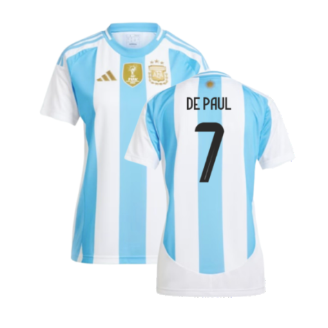 Women's Argentina Rodrigo De Paul 7 Home Soccer Jersey 2024/25