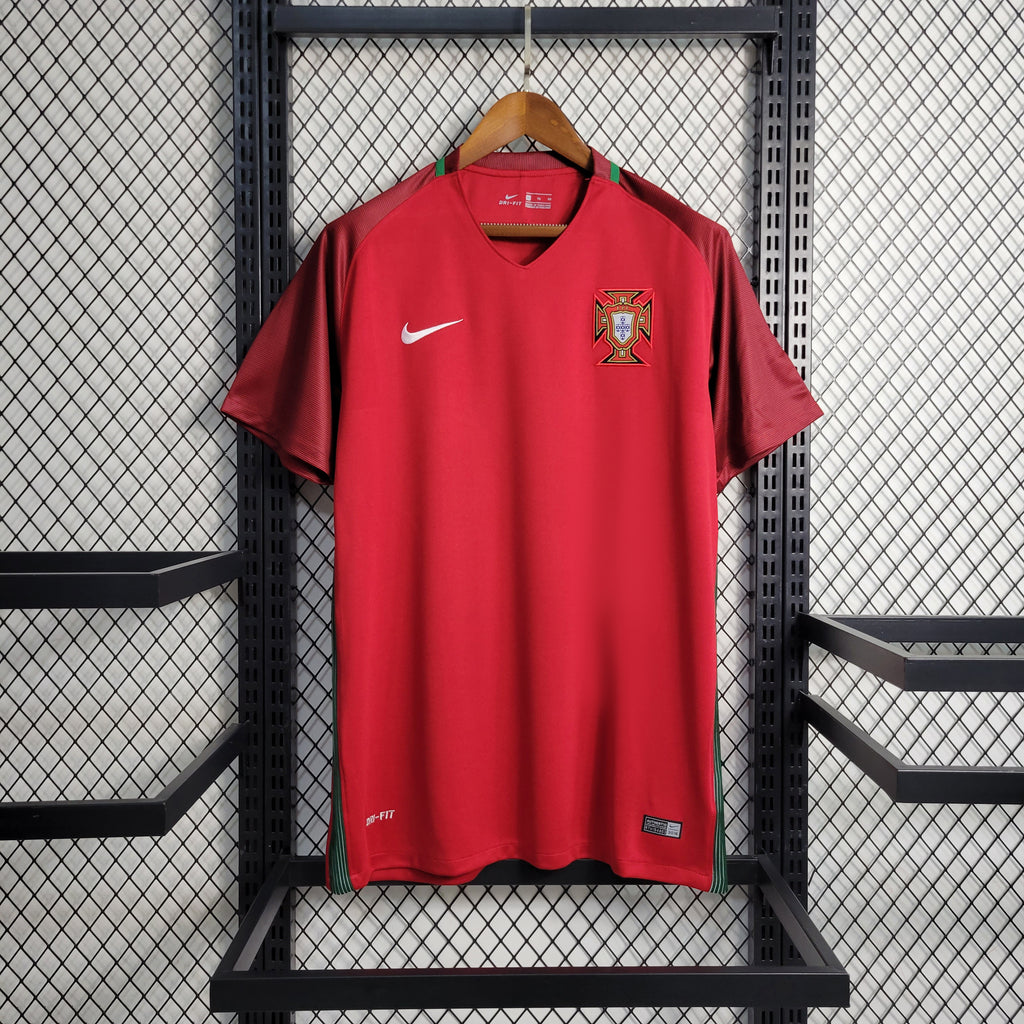 Portugal Retro Home Soccer Jersey UEFA Euro 2016