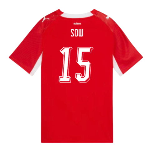 Switzerland Djibril Sow 15 Home Soccer Jersey World Cup 2026