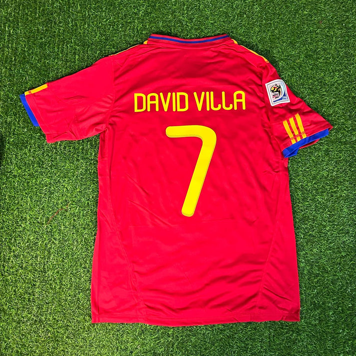 Spain David Villa 7 Retro Home Soccer Jersey World Cup 2010