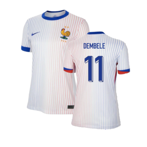 Women's France Ousmane Dembélé 11 Away Soccer Jersey Euro 2024