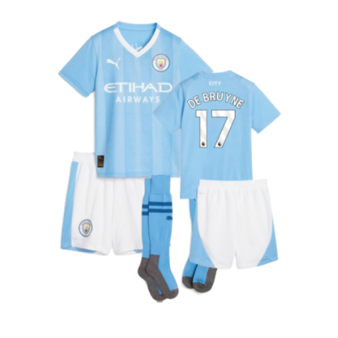Man City Kevin De Bruyne 17 Kids Home Soccer Jersey 2023/24
