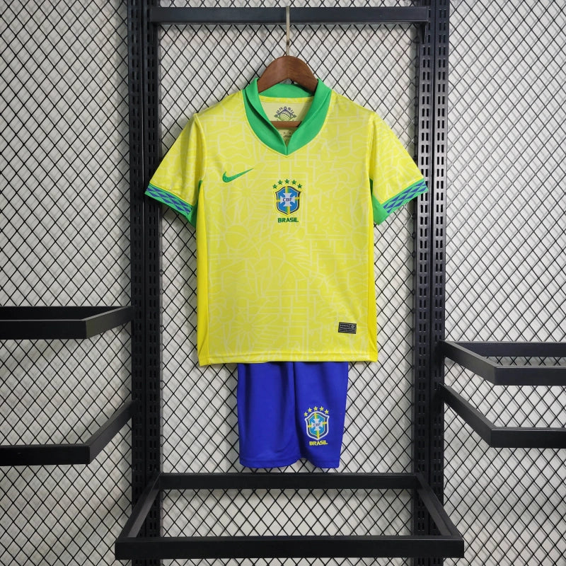 Brazil Kids Home Soccer Jersey 2024/25 - Yellow