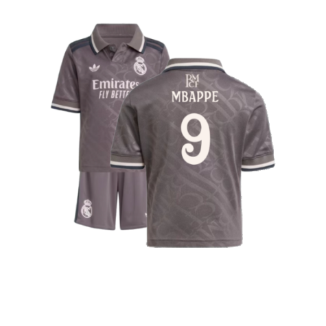Real Madrid Kylian Mbappé 9 Third Kids Soccer Jersey 2024/25