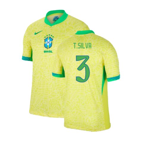 Brazil Thiago Silva 3 Home Soccer Jersey 2024/25