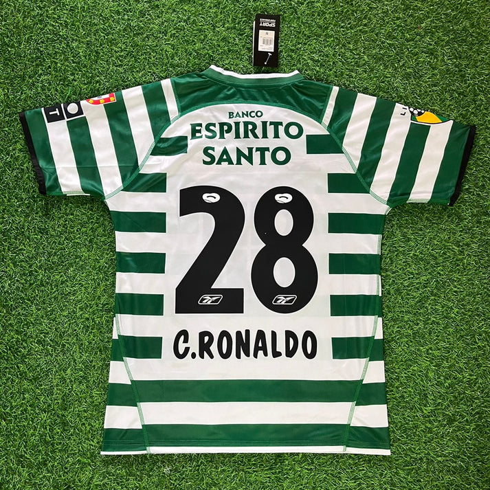 Sporting Lissabon CP Cristiano Ronaldo 28 Retro Home Soccer Jersey 2003-2004