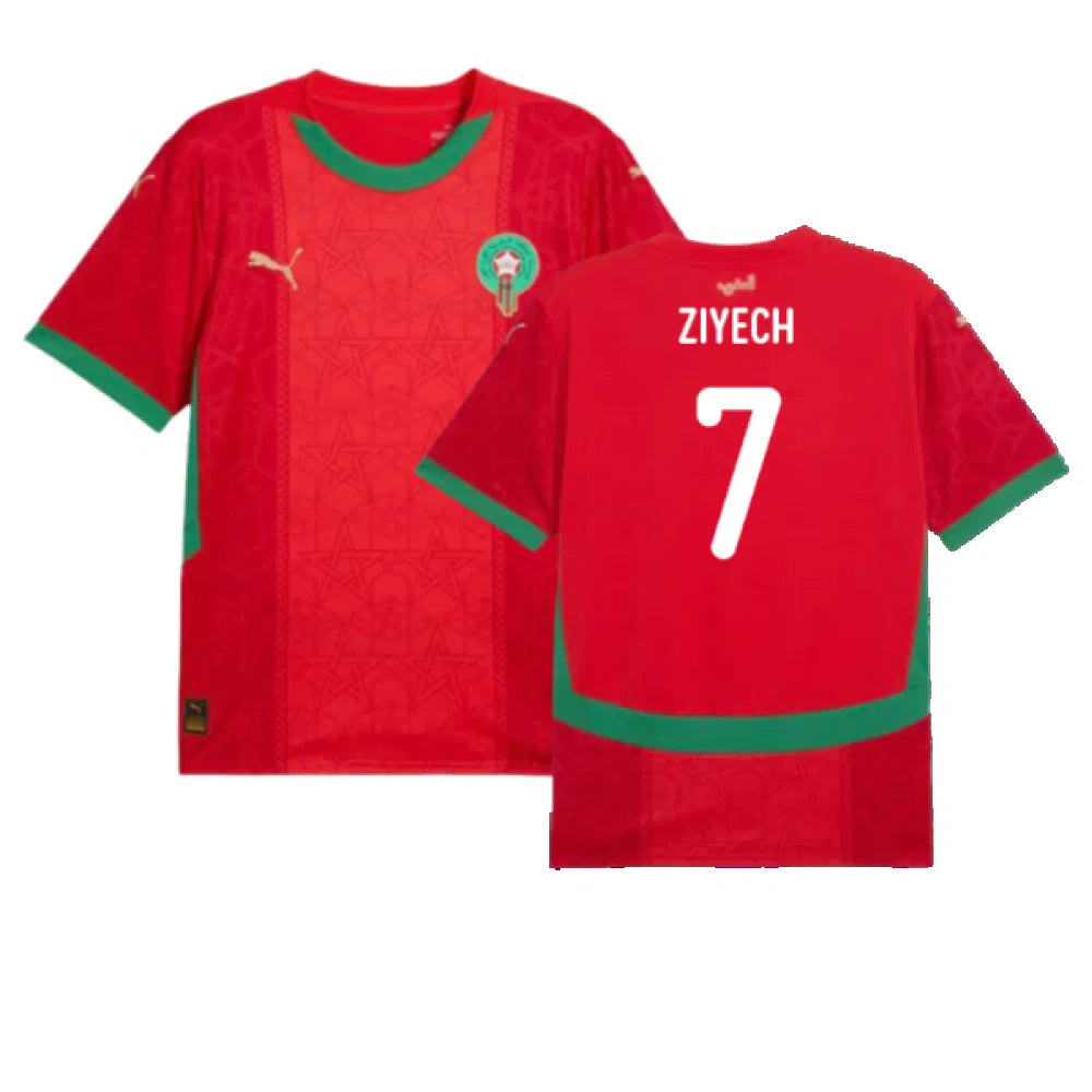 Morocco Hakim Ziyech 7 Home Soccer Jersey 2024/25