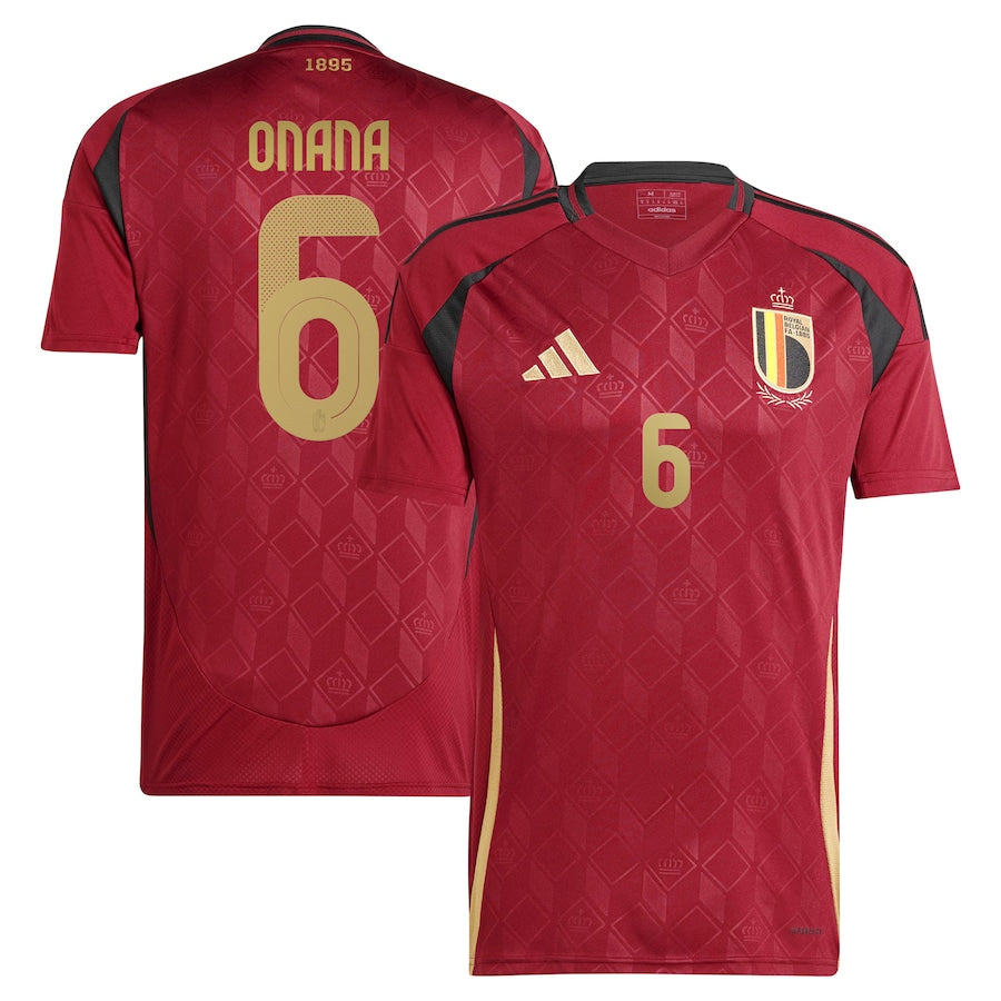 Belgium Amadou Onana 6 Home Soccer Jersey UEFA Euro 2024