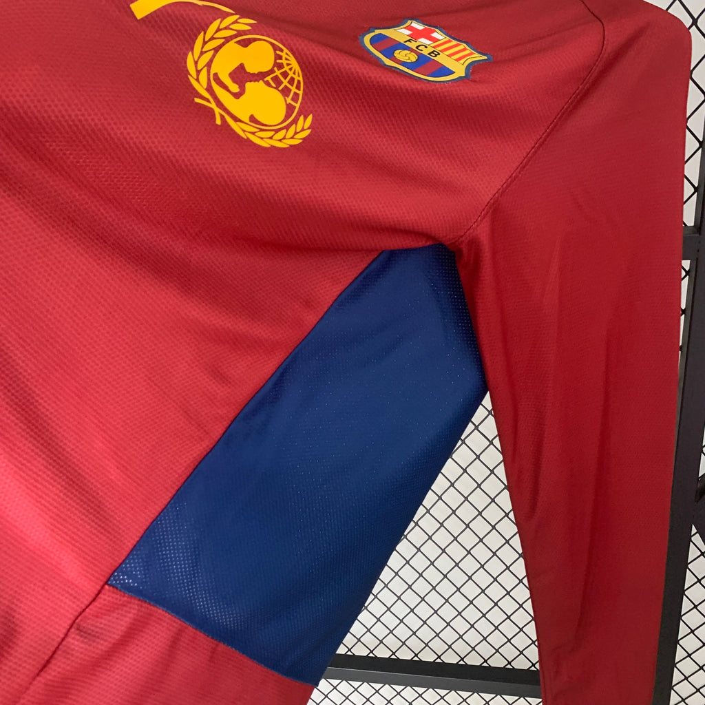 FC Barcelona Lionel Messi 10 UCL Final Retro Long Sleeve Home Soccer Jersey 2008-2009
