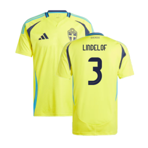 Sweden Victor Lindelöf 3 Home Soccer Jersey 2024/25