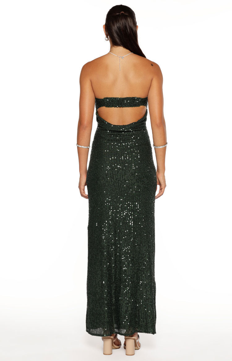 Maiah Emerald Green Sequin Maxi Dress