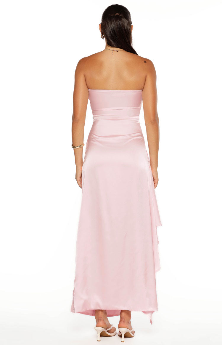 Merlo Light Pink Strapless Formal Maxi Dress