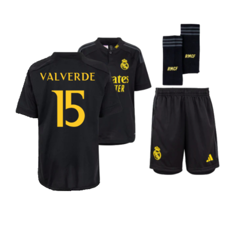 Real Madrid Federico Valverde 15 Third Kids Soccer Jersey 2023/24