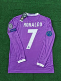 Real Madrid Cristiano Ronaldo 7 Retro Long Sleeve Away Soccer Jersey 2016-2017