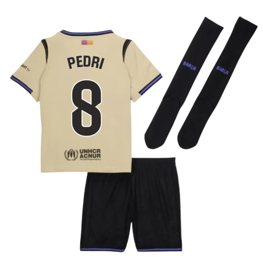 FC Barcelona Pedri 8 Kids Away Soccer Jersey 2025-2026
