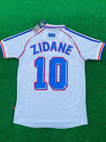 France Zinedine Zidane 10 Away Retro Soccer Jersey World Cup 1998
