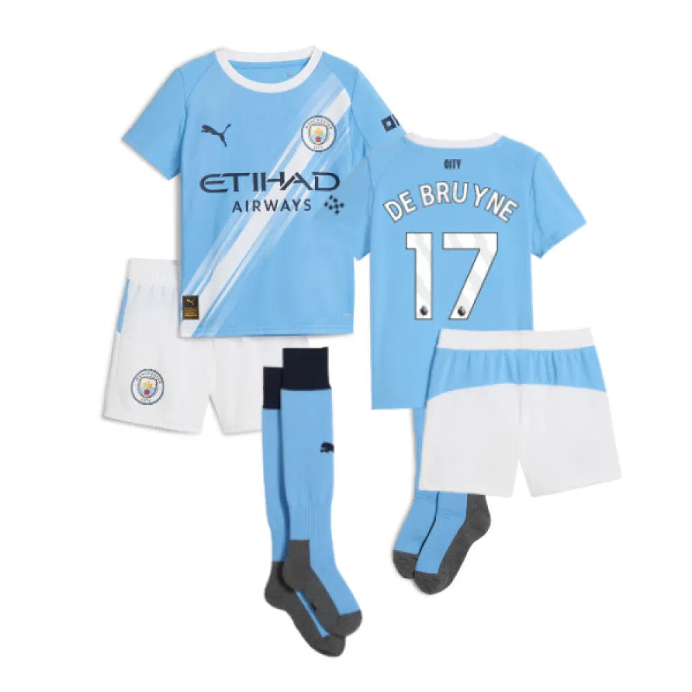 Manchester City Kevin De Bruyne 17 Kids Home Soccer Jersey 2025-2026