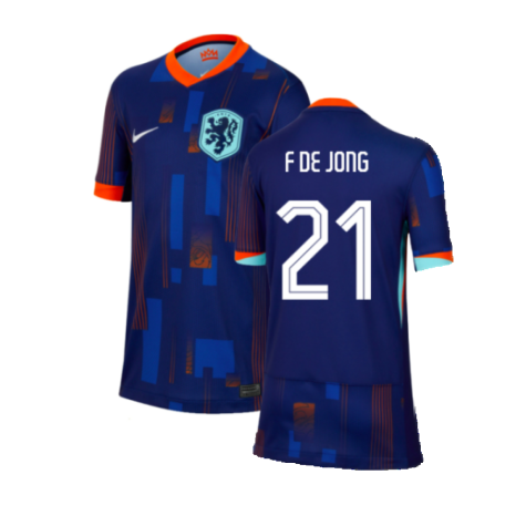 Netherlands Frenkie de Jong 21 Away Soccer Jersey Euro 2024