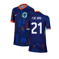 Netherlands Frenkie de Jong 21 Away Soccer Jersey Euro 2024