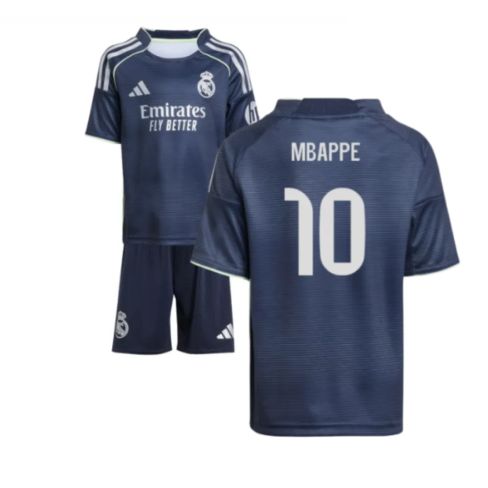 Real Madrid Kylian Mbappé 10 Kids Away Soccer Jersey 2025-2026